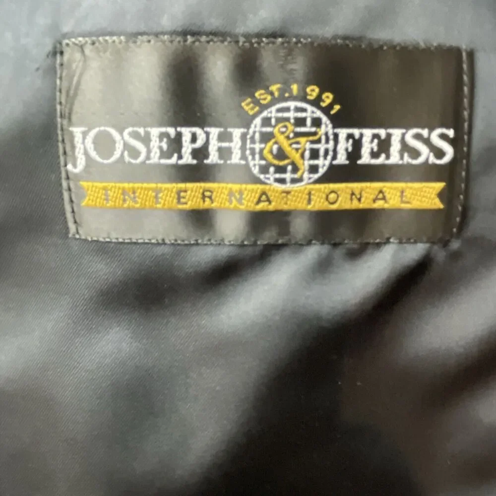 Joseph Feiss International Men's Suit Jacket Size 42 L Black Wool W/Pockets